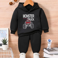 Baby Truck & Letter Print Sweatshirt Trousers Set