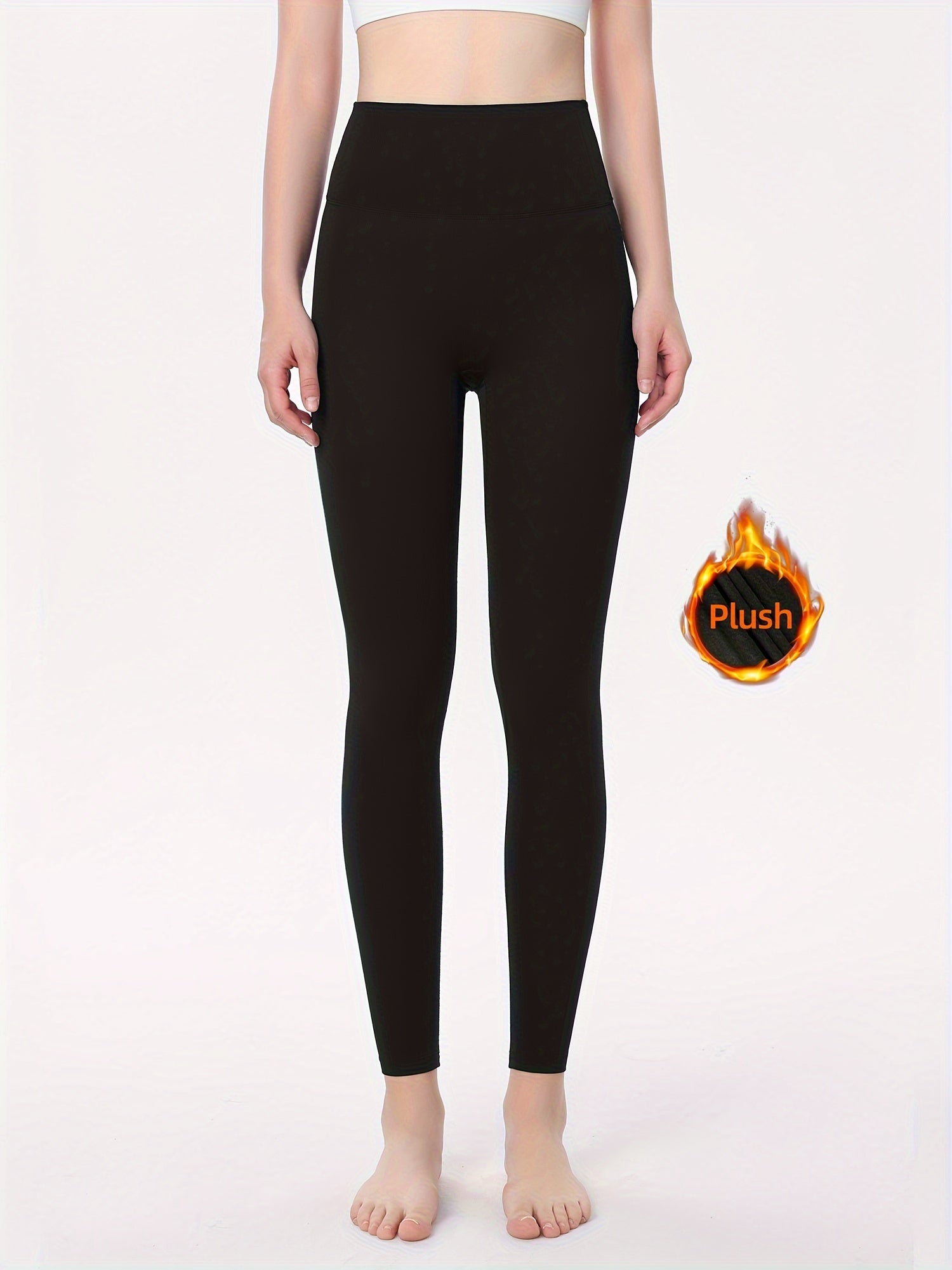Women's Thermal Plush Lined High Waist Yoga Leggings Winter Warm Tights