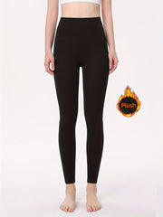 Women's Thermal Plush Lined High Waist Yoga Leggings Winter Warm Tights