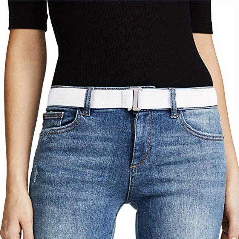 Invisible Elastic Belt Solid Casual Jeans Pants Belt Flat Buckle