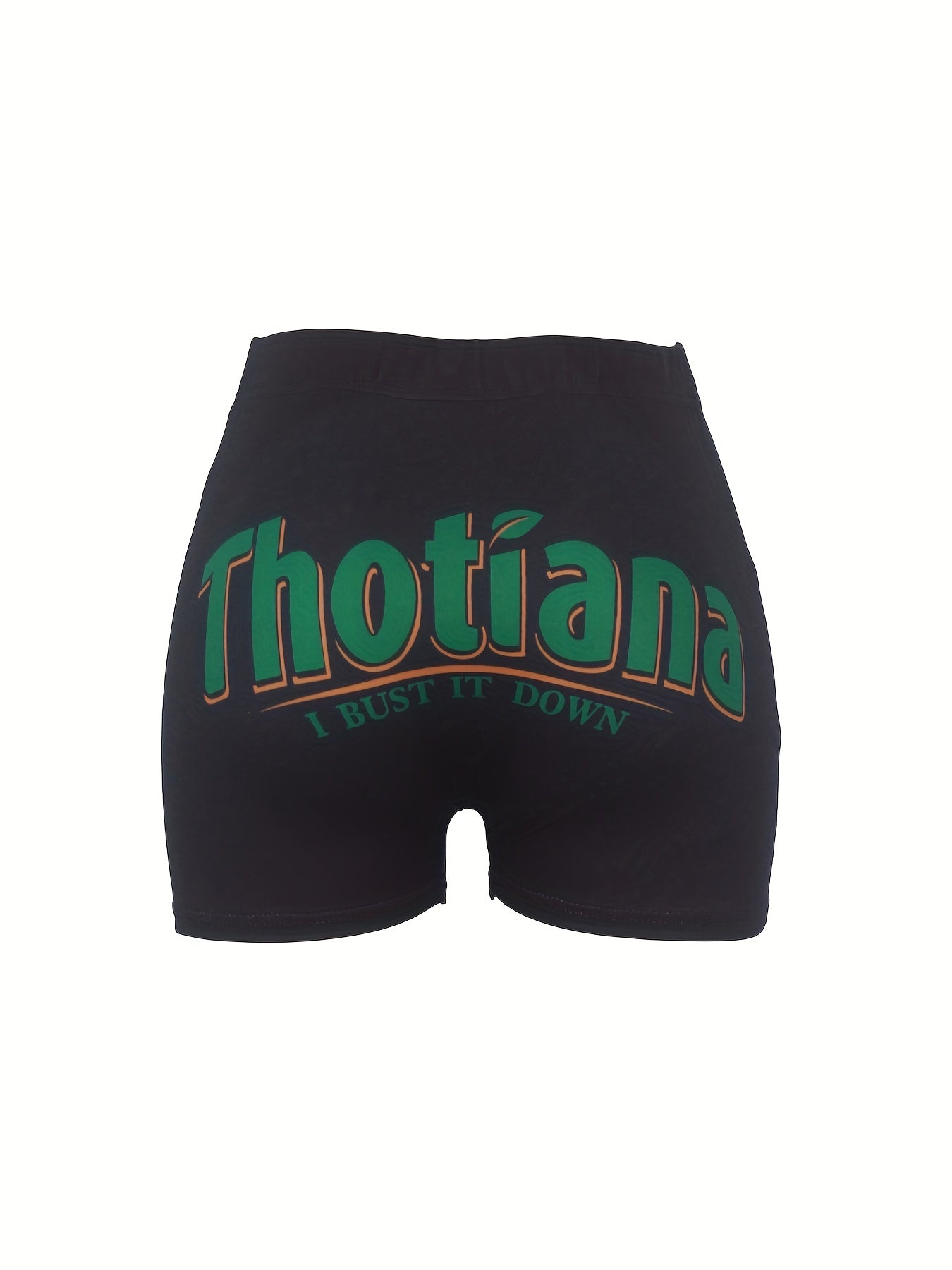 Colorblock Letter Print Skinny Yoga Shorts for Women
