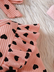 Infant Baby Girl Love Ruffle Long Sleeve Jumpsuit Newborn Bow Romper