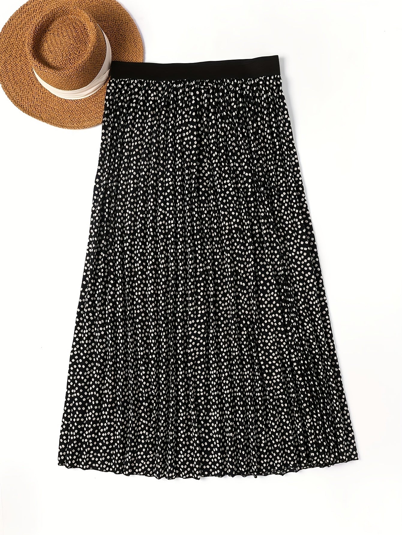 Dot Print High Rise Maxi Skirt