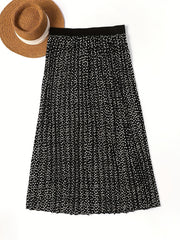 Dot Print High Rise Maxi Skirt