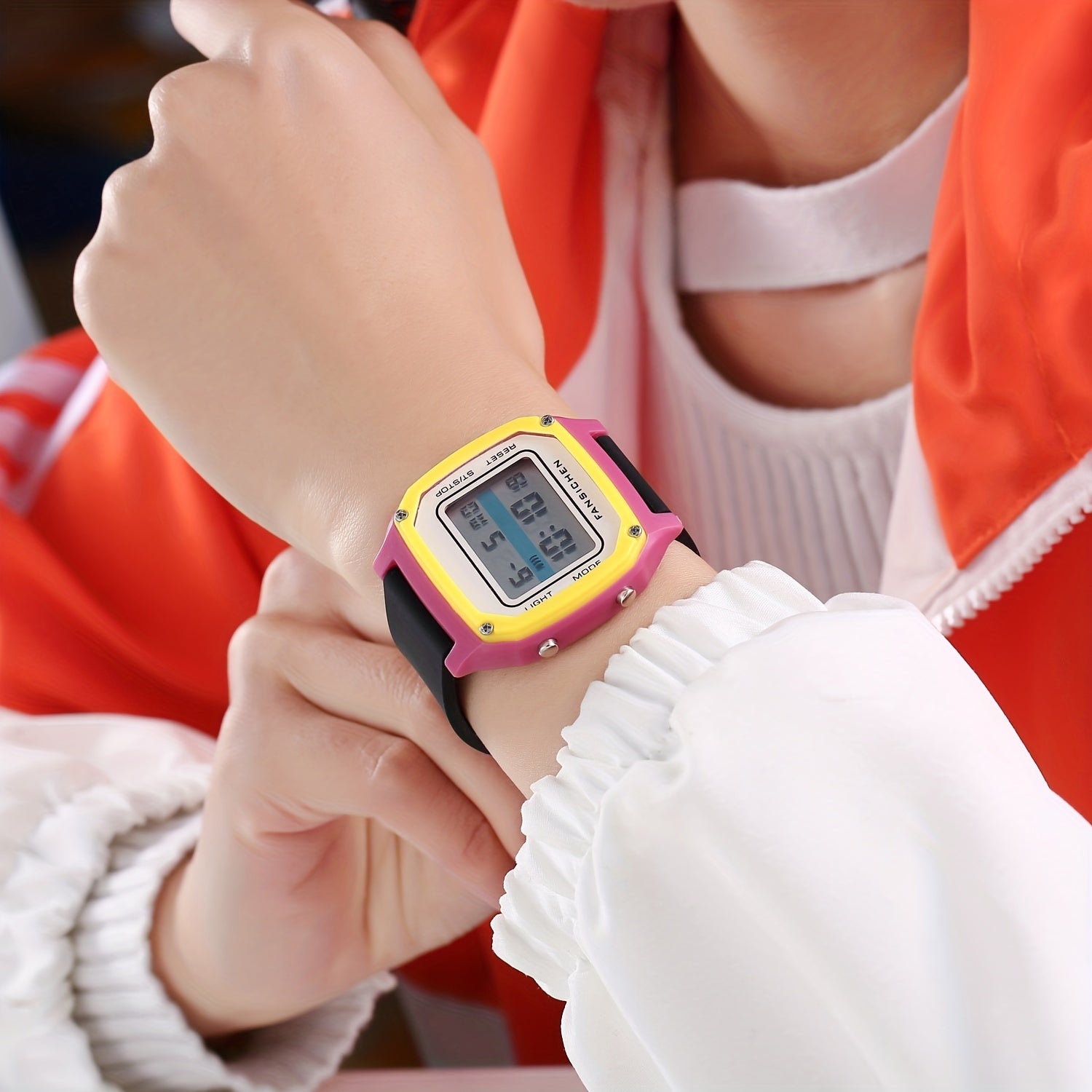 LED Display Electronic Watch with Silicone Strap - Time Date