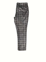 Grid Print Wideband Leggings with Pockets
