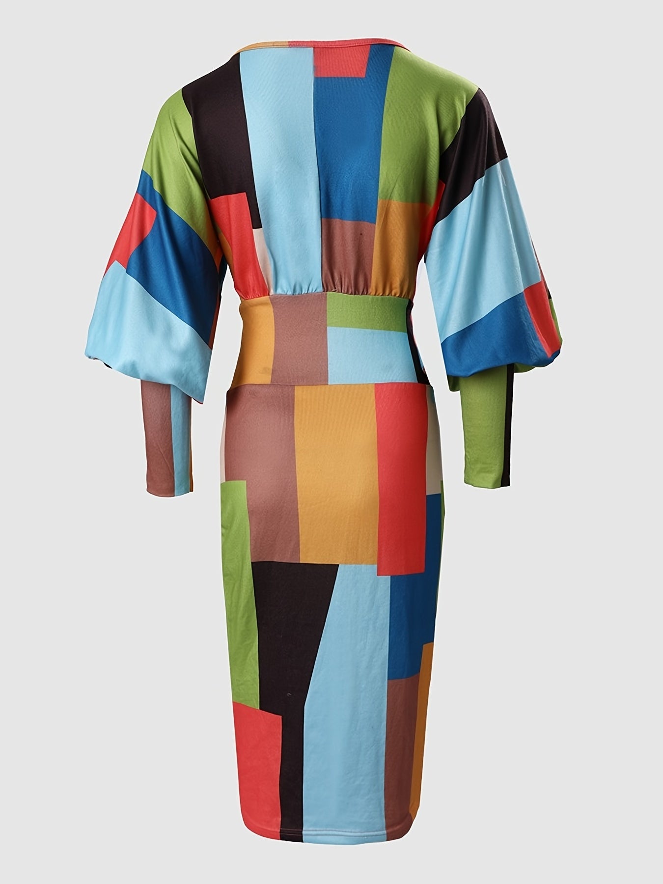 Puff Sleeve Criss Cross V neck Dress