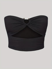 Ruched Cut Out Tube Top Off Shoulder Ring Summer Tube Top