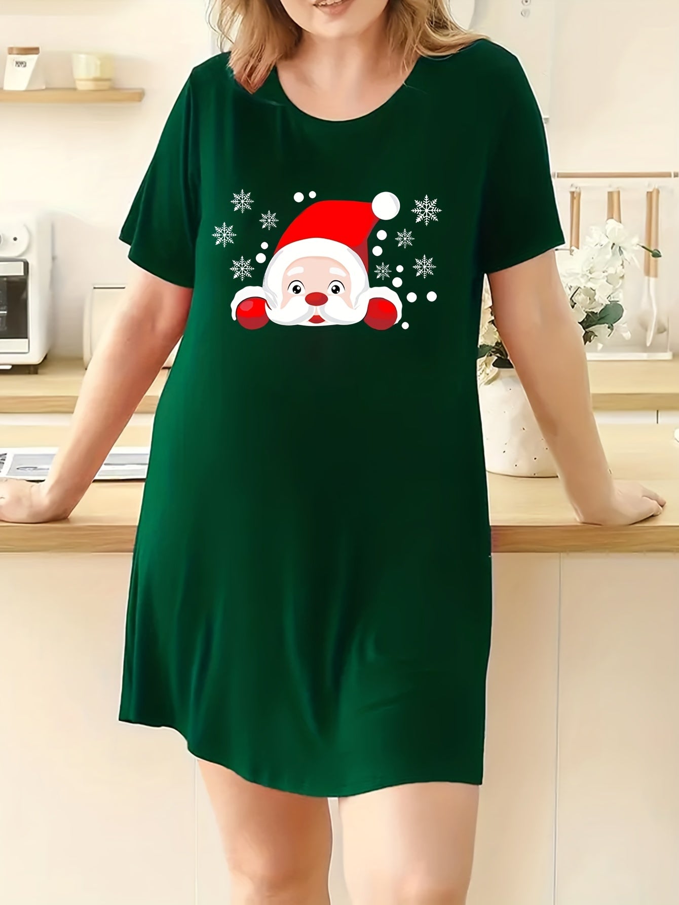 Santa Claus Lounge Dress Short Sleeve Nightdress
