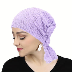 Crinkle Embossed Elastic Turban Cap Candy Ruffles Head Wrap Bandana