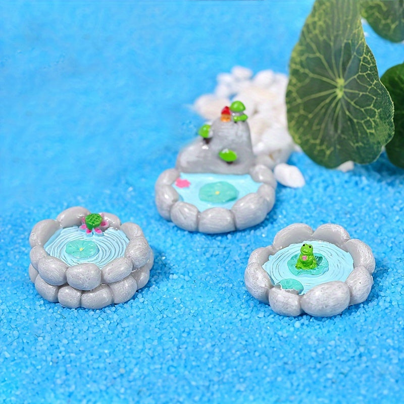 3pcs Christmas Mini Water Pool Pond Deco for Fairy Garden Mini Landscape