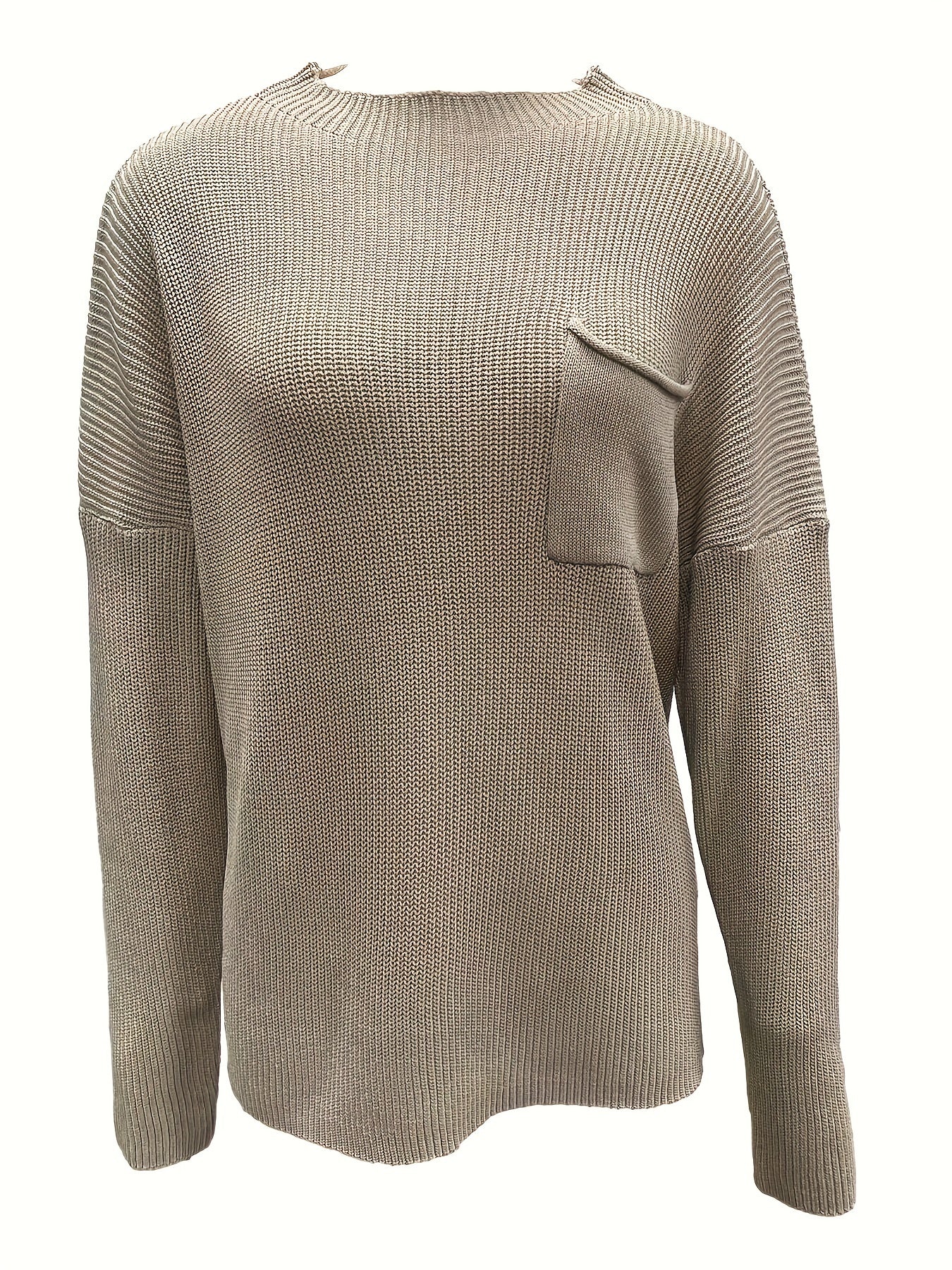 Solid Long Sleeve Round Neck Sweater