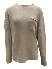 Solid Long Sleeve Round Neck Sweater