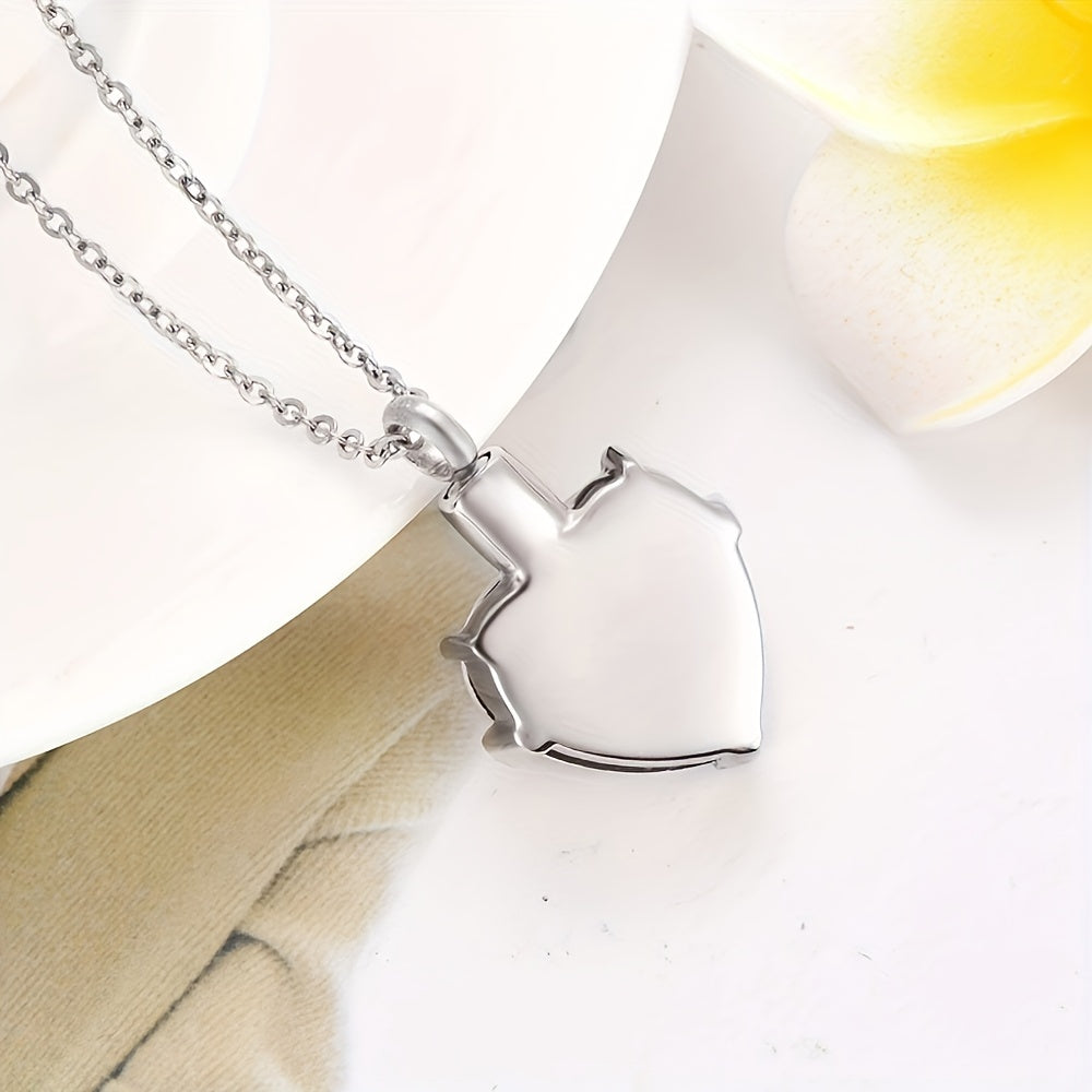 Heart Shaped Pet Ashes Necklace Stainless Steel Crystal Glass Keepsake Pendant