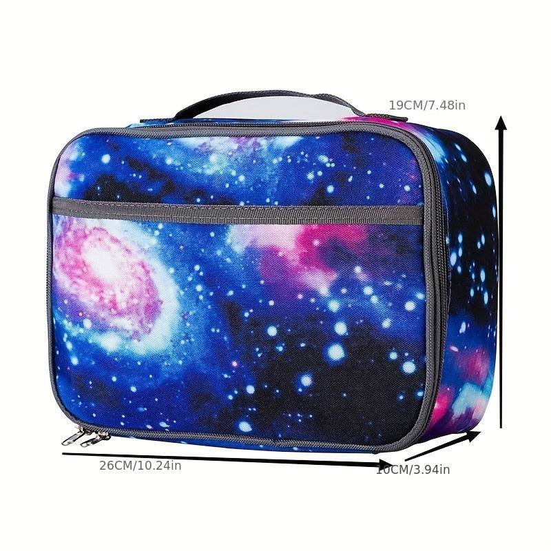1pc Student Portable Square Lunch Bag Oxford Cloth Insulated Lunch Box