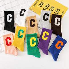 5 Pairs Letter Print Mid Tube Socks Women's Stockings