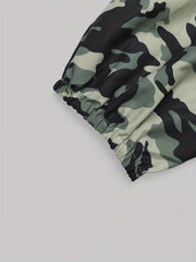Camo Half Sleeve Button Up Mini Dress With Belt