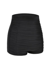 Solid Ruched High Rise Swimwear Shorts