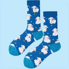 Cartoon Sheep Print Mid Tube Socks Women's Stockings