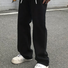 Men's Wide Leg Denim Pants Casual Loose Fit Jeans