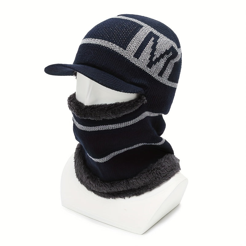 Winter Balaclava Hat with Brim Neck and Ear Protection for Boys
