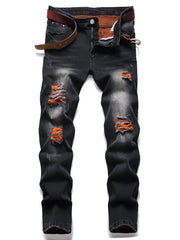 Men's Slim Fit Ripped Jeans - Distressed Stretch Denim Pants