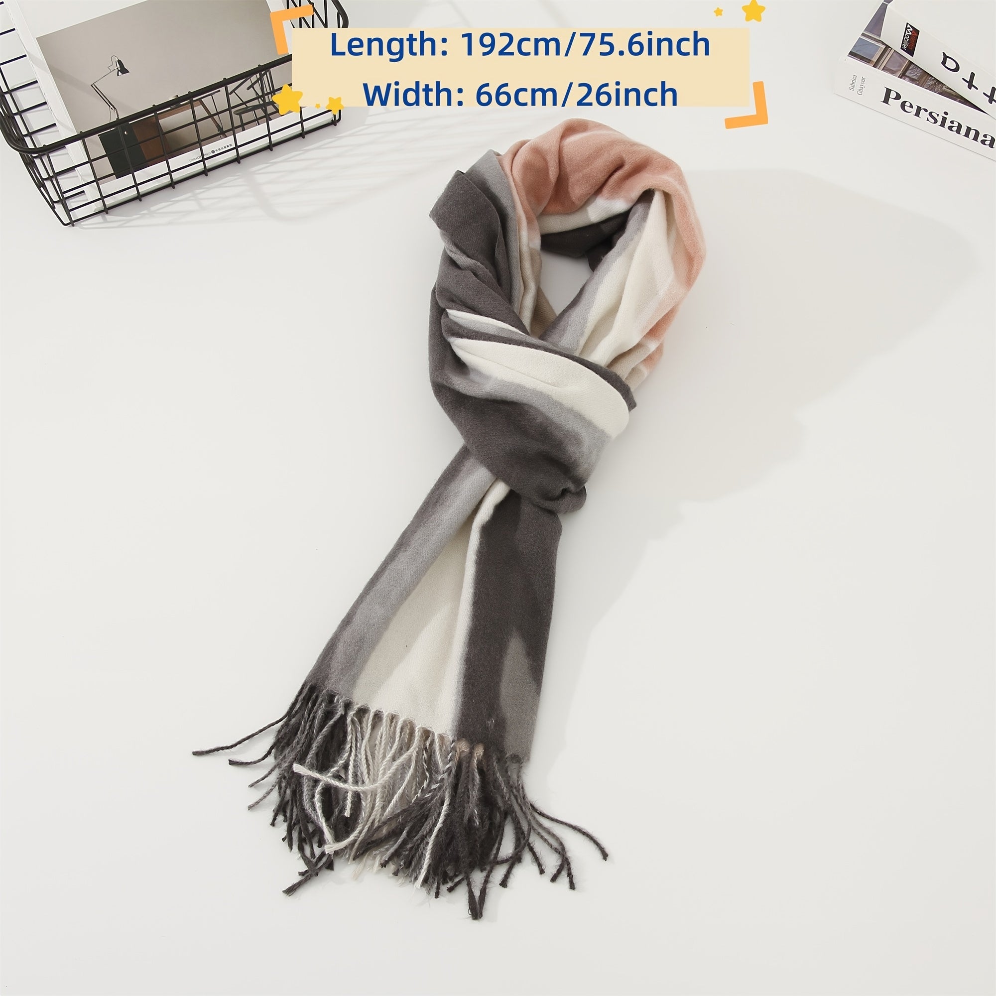 Tie Dye Winter Scarf with Tassel Mixed Colors Cold Weather Scarf Wrap