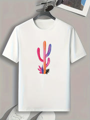 Cactus Pattern Print Men's Comfy Sports T shirt Graphic Tee