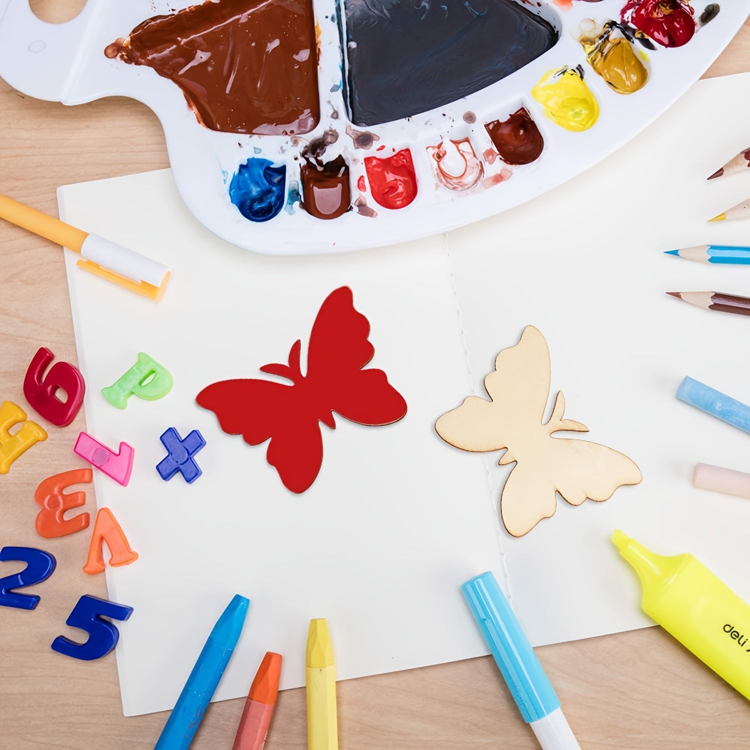 10pcs Wooden Butterfly Painted DIY Embryo Models Children's Cartoon Painting