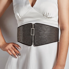 Elastic Zipped Waist Belt Punk Y2K Corset Studded Belt