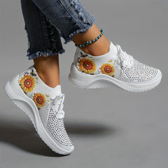 Women's Chunky Sneakers Sunflower Butterfly Print Running Shoes