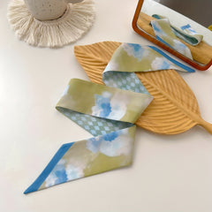 Tie Dye Skinny Scarf Long Neckerchief Twilly Scarf Headband Hair Accessori