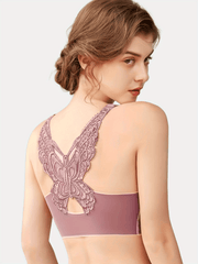 Lace Wireless Push Up Bra Butterfly Pattern Lingerie