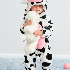 Cow Shape Furry Baby Jumpsuit Kids Thermal Clothes