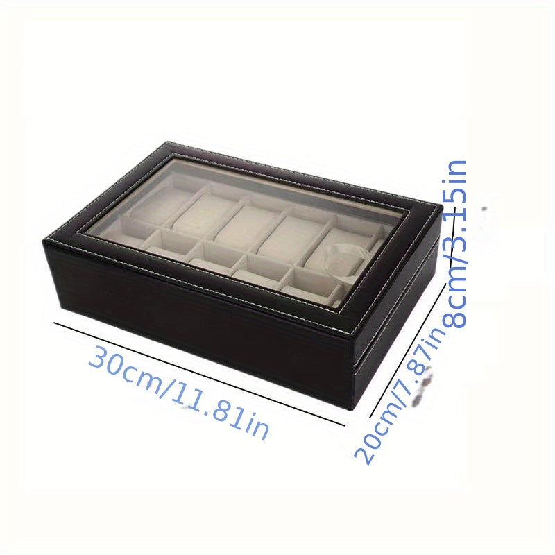Double Layer Leather Watch Storage Box with 12 Slot