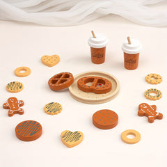 Kids Wooden Coffee Cookie Toy Set with Tray - Perfect Birthday Gift