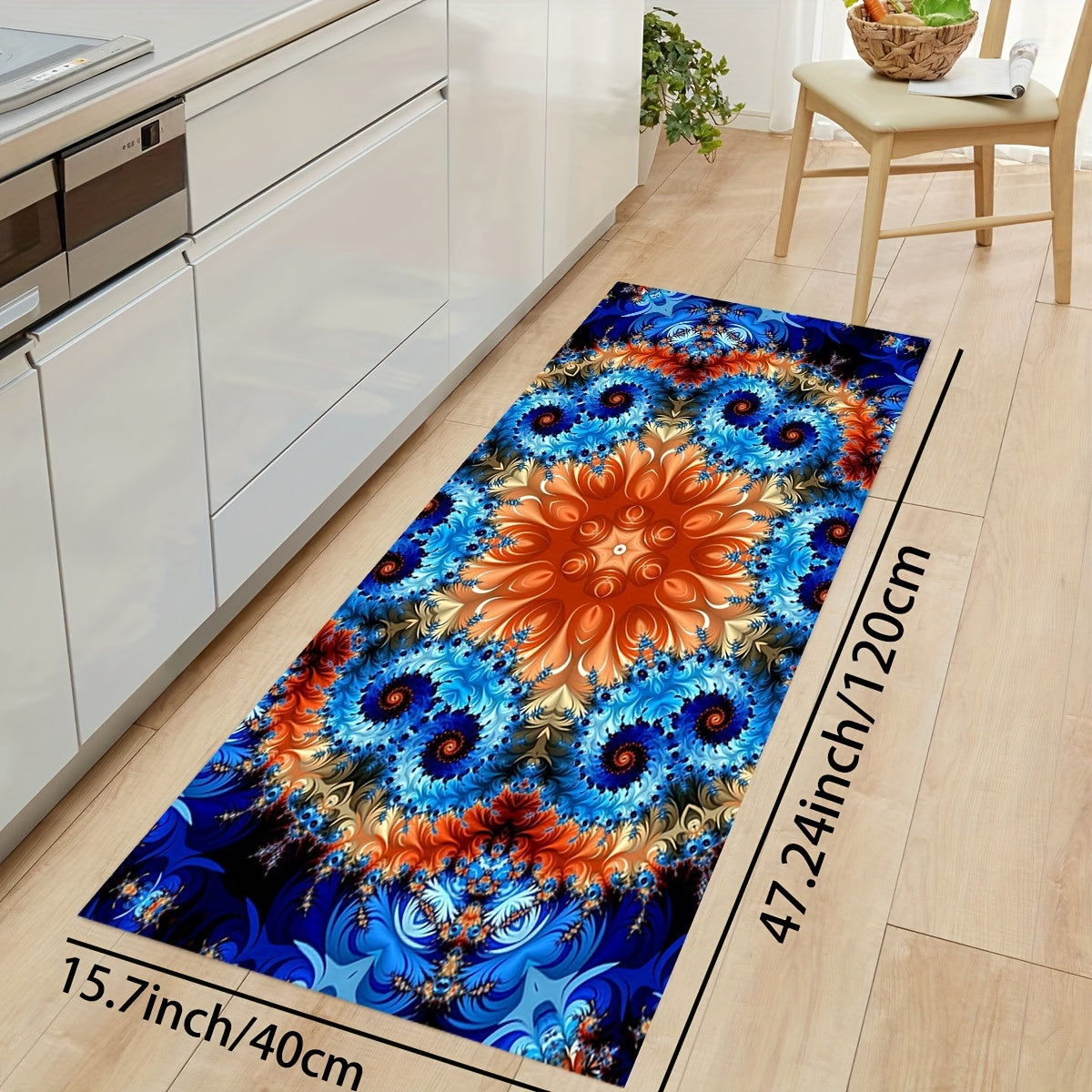 Bright Flower Motif Kitchen Mat Washable Rug Home Decor Indoor Decor