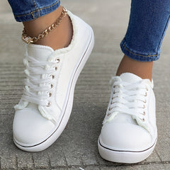 Women's Low Top Canvas Sneakers Lace Up Casual Shoes