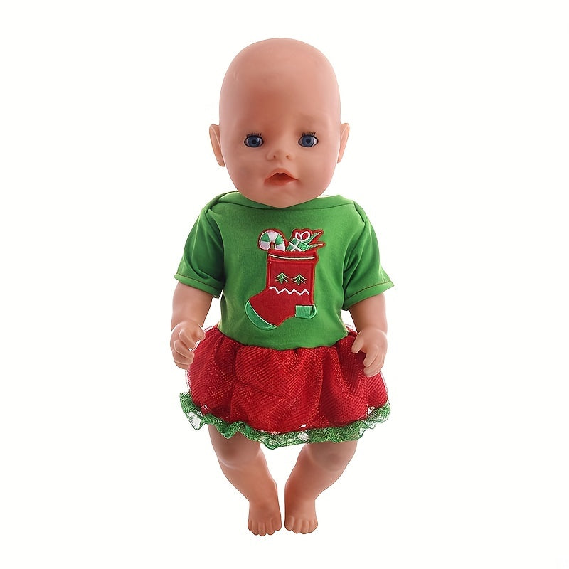 Christmas Tree Print Dress for 18 Inch Dolls