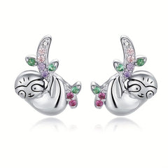 Sterling Silver Sloth Stud Earrings Kids Jewelry