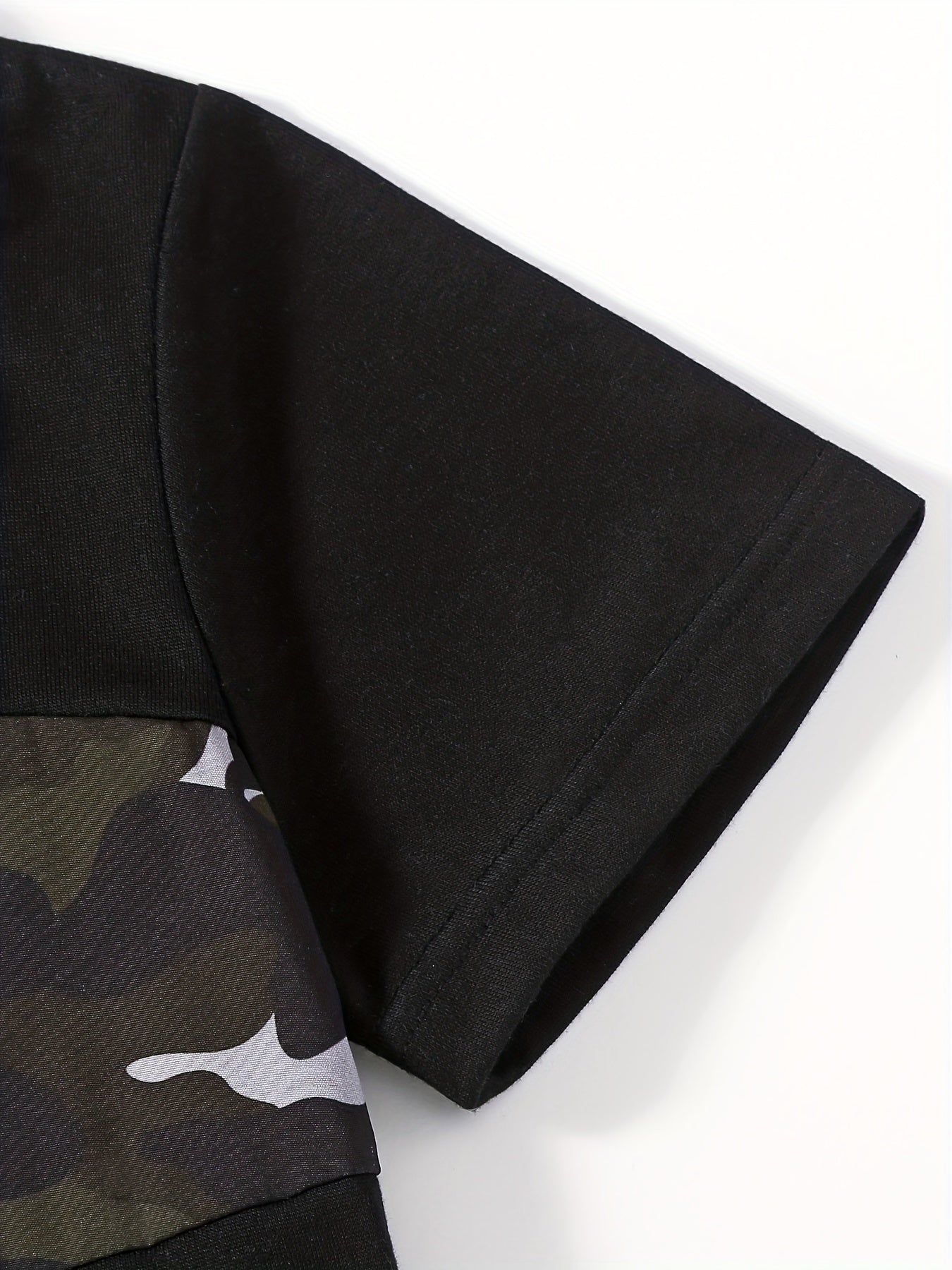 Boys Camo Print T-shirt & Shorts Set, Summer Kids Clothing
