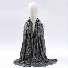Hot Stamping Hijab Vintage Solid Scarf Women Turban Boho Shawl