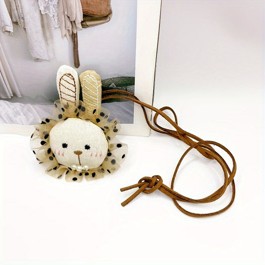Sweet Style Adjustable Plush Doll Necklace in Beige Khaki