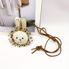 Sweet Style Adjustable Plush Doll Necklace in Beige Khaki