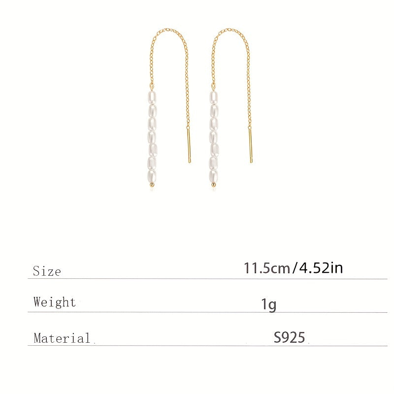 S925 Sterling Silver Bead Ear Hanging Earrings for Women