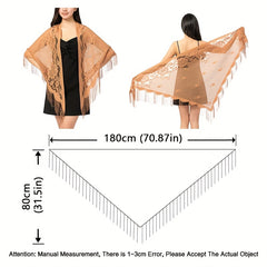 Lace Hollow Out Triangle Scarf Tassel Shawl Wrap