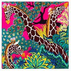 Boho Deer Print Shawl Classic Graffiti Square Scarf Head Wrap