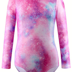 Stretchy Tie Dye Long Sleeve Gymnastics Suit Dance Leotard