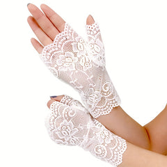 Short Lace Fingerless Gloves for Women