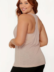 Plus Size Women's Solid Round Neck Stretch Tank Top
